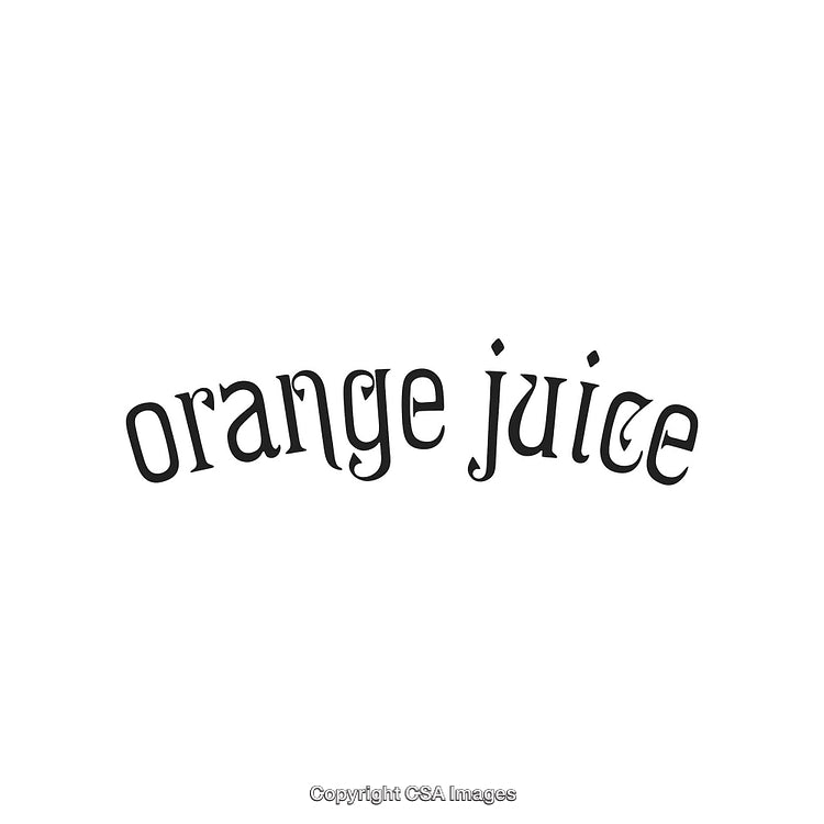 Creative Typography Design Featuring the Words Orange Juice in Black Text