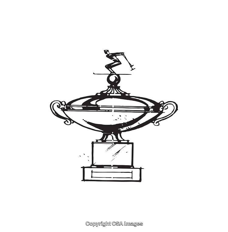 Elegant Line Art Illustration of a Trophy With Sporting Theme