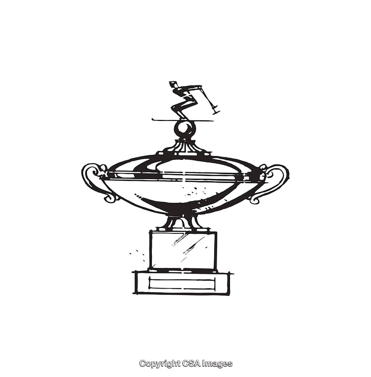 Elegant Line Art Illustration of a Trophy With Sporting Theme