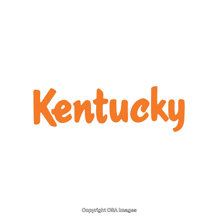 Orange Kentucky Text on a White Background in a Playful Font Style