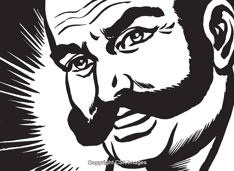 Vintage Comic Style Illustration of a Man With Strong Expression