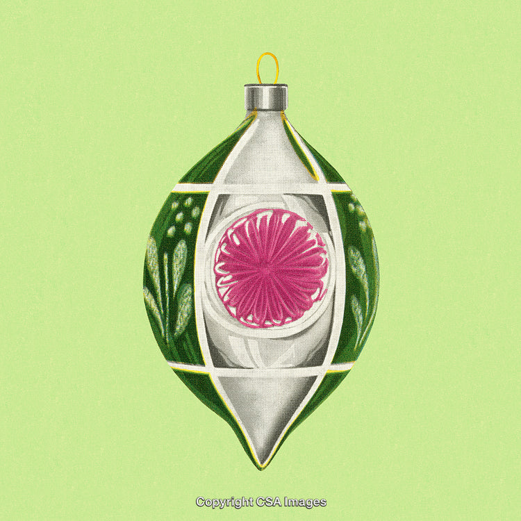 Vintage Christmas Ornament on a Light Green Background
