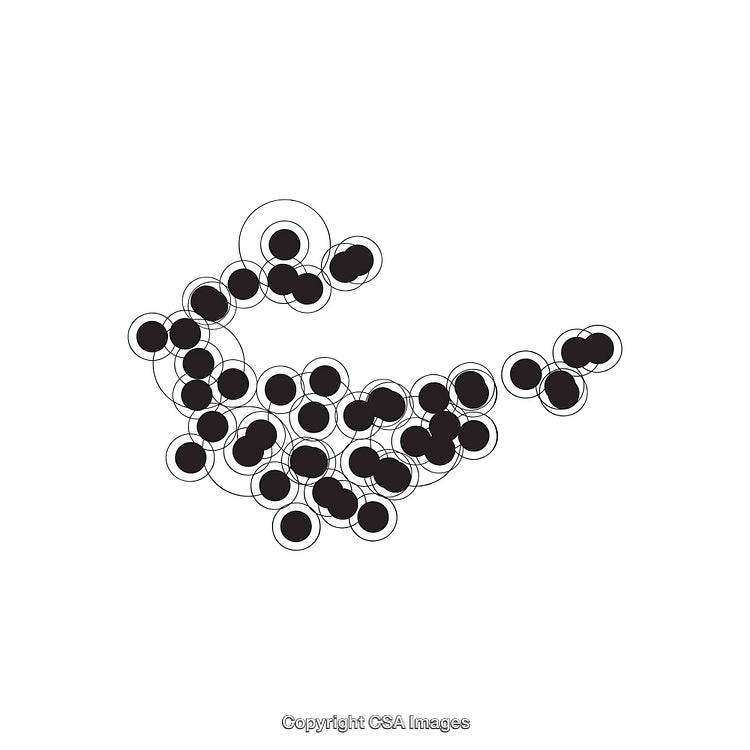 Abstract Black and White Circular Shapes in Spiral Arrangement