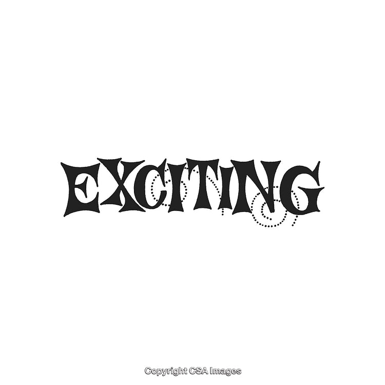 Stylized Word Art Displaying Exciting with Creative Typography and Decorative Elements