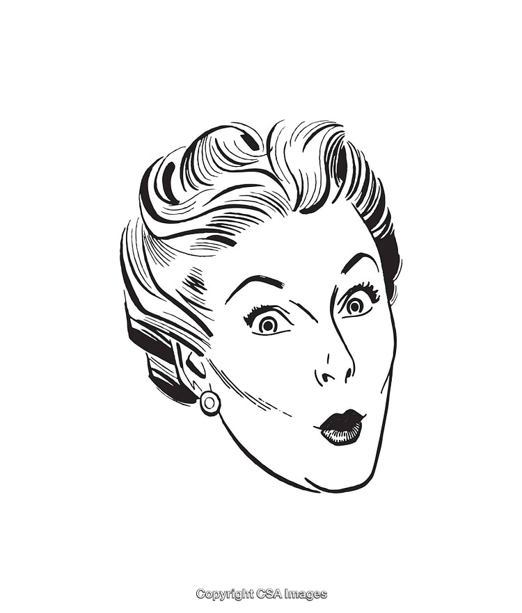 Retro Black And White Portrait of Woman With Surprised Expression