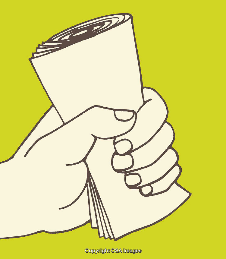 Close-Up Illustration of a Hand Holding a Rolled Document
