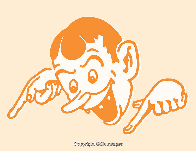 Retro Orange Character Line Art Illustration on Beige Background