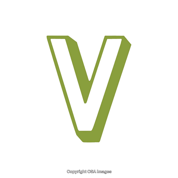 Green Letter V on White Background With Bold 3D Effect