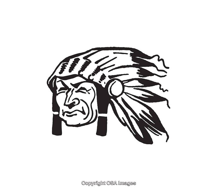 Black and White Line Art Illustration of a Traditional Headdress
