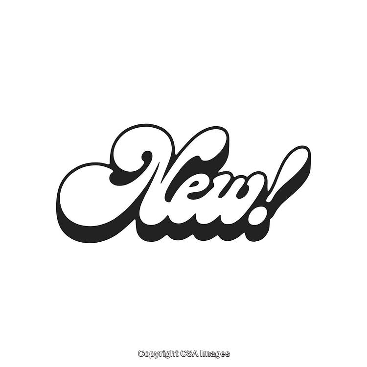 Bold Retro Styled Illustration of the Word New with Exclamation Point