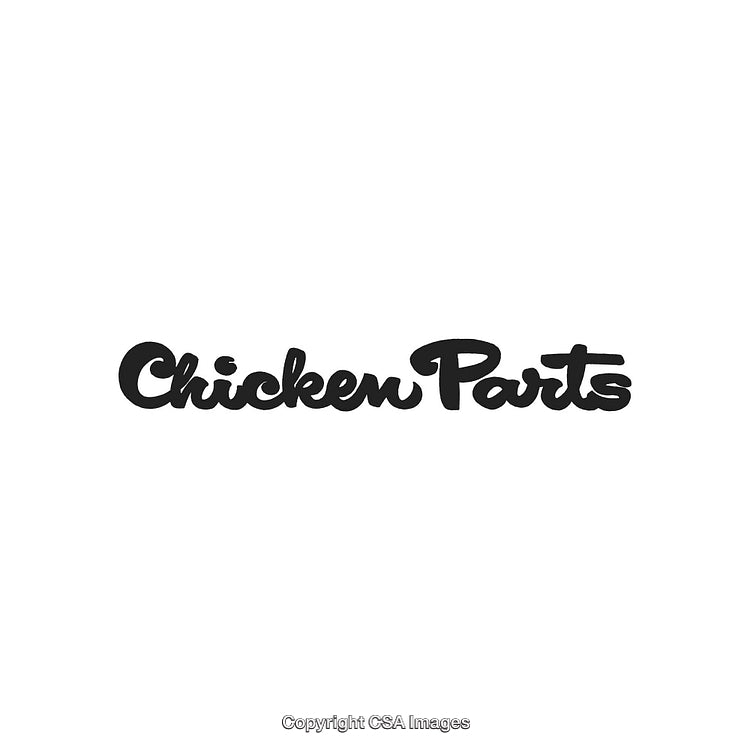 Stylized Text Logo for Chicken Parts with Bold Typeface on White Background