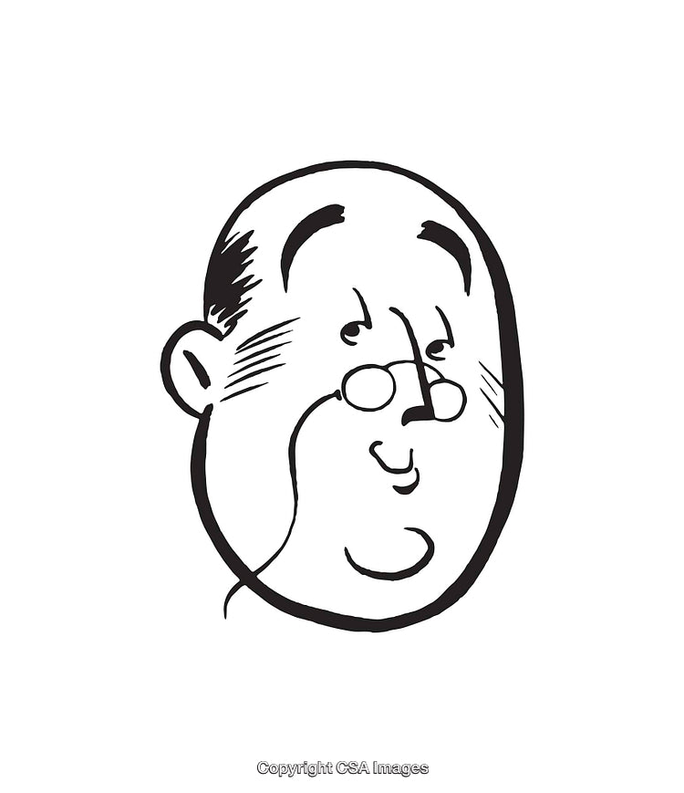 Playful Black-And-White Line Art Illustration of a Cheerful Cartoon Face