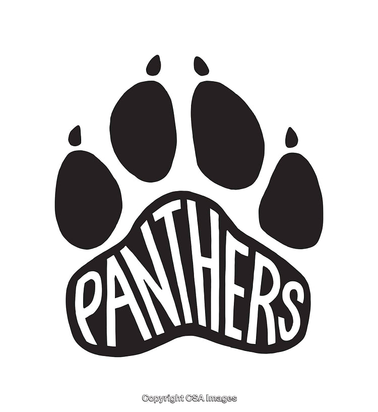 Black and White Panther Paw Print Line Art Design