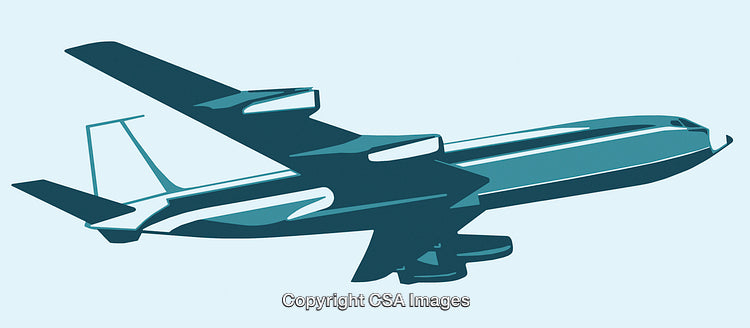 Silhouette Illustration of a Passenger Jet Airplane in Flight