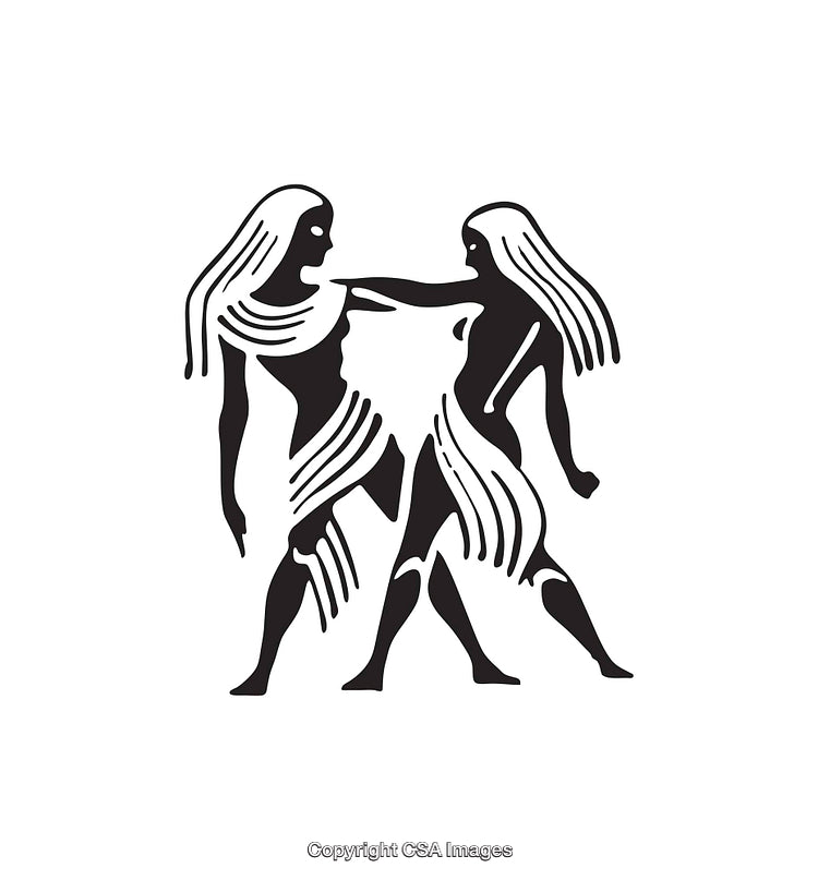 Black and White Illustration of the Gemini Zodiac Symbol