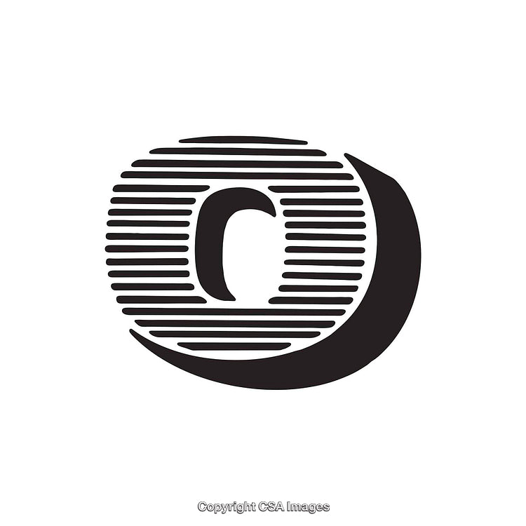 Stylized Letter O with Black Lines in a Creative Design