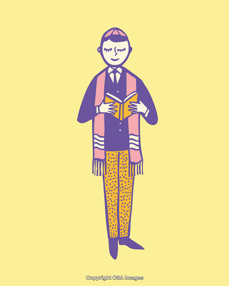 Colorful Illustration of a Person Reading a Book in Traditional Attire