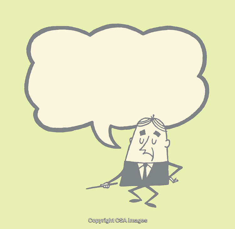 Cartoon Businessman with Speech Bubble in a Minimalistic Style