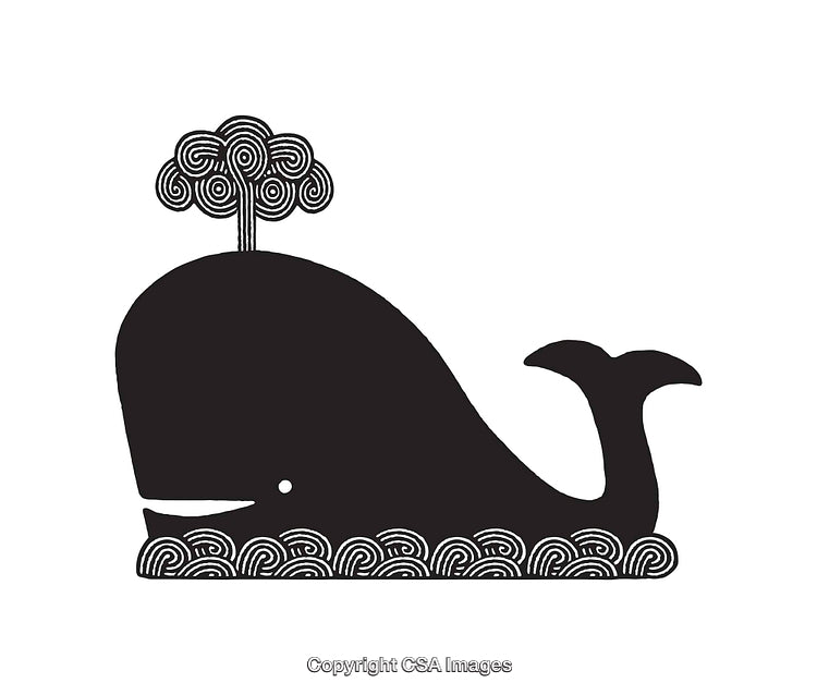 Whimsical Black and White Whale Line Art With Unique Tree Design