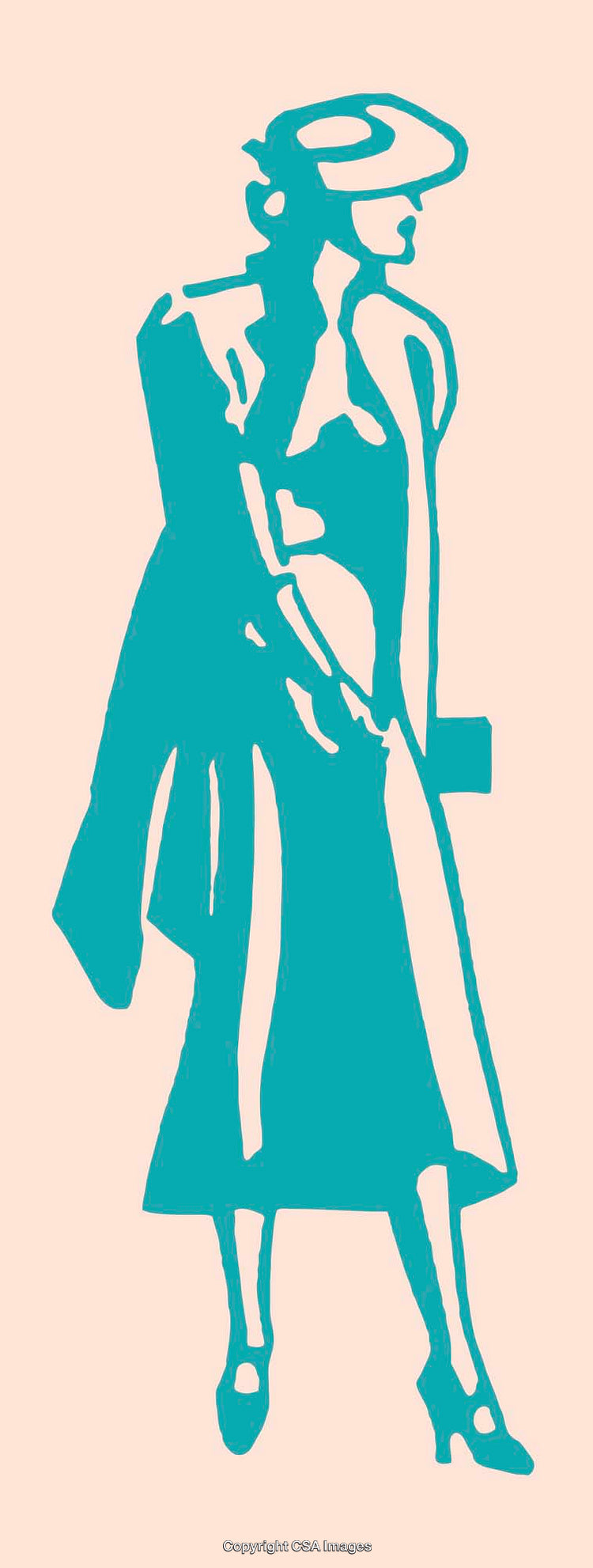 Silhouette Art of Woman in Elegant Dress with Stylish Accessories
