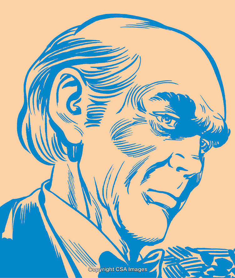 Vintage Artistic Illustration of a Wise Elderly Man in Thoughtful Pose