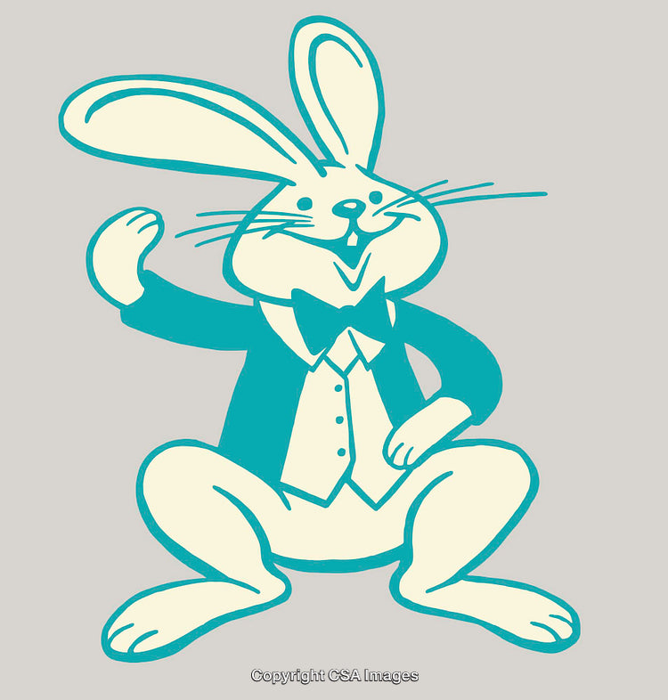 Charming Rabbit Illustration in Elegant Suit and Bow Tie Design