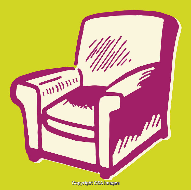 Vibrant Line Art Illustration of a Comfortable Armchair on a Solid Background
