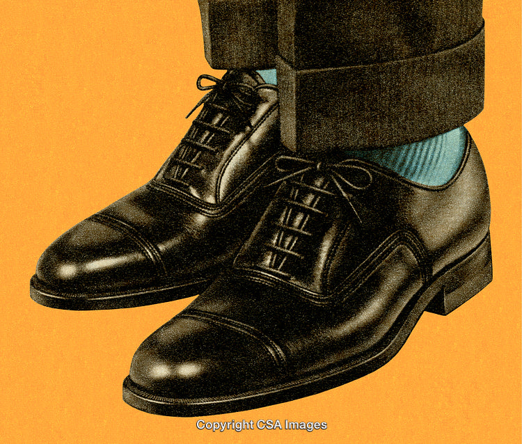 Stylized Artwork of Classic Leather Shoes Against a Vibrant Background