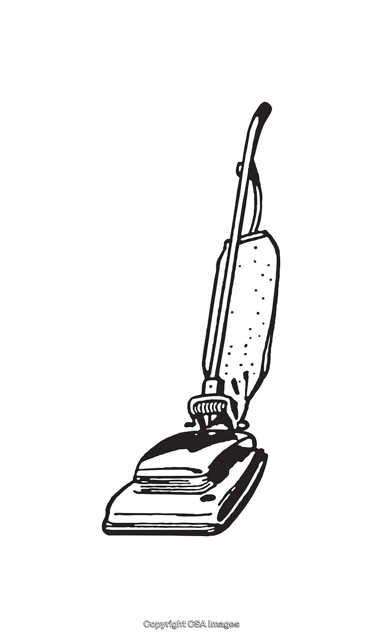 Black and White Line Art of a Traditional Vacuum Cleaner