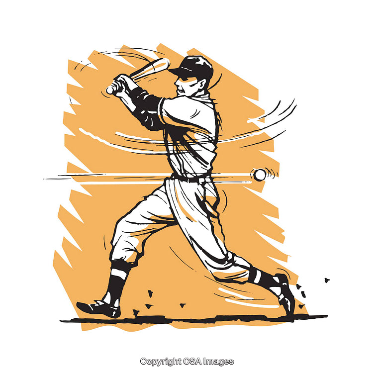 Artistic Illustration of a Baseball Player Swinging a Bat in Motion