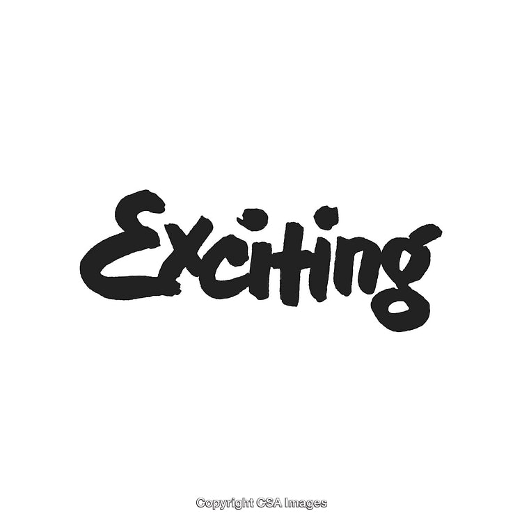 Bold Handwritten Word 'Exciting' in Black on a White Background