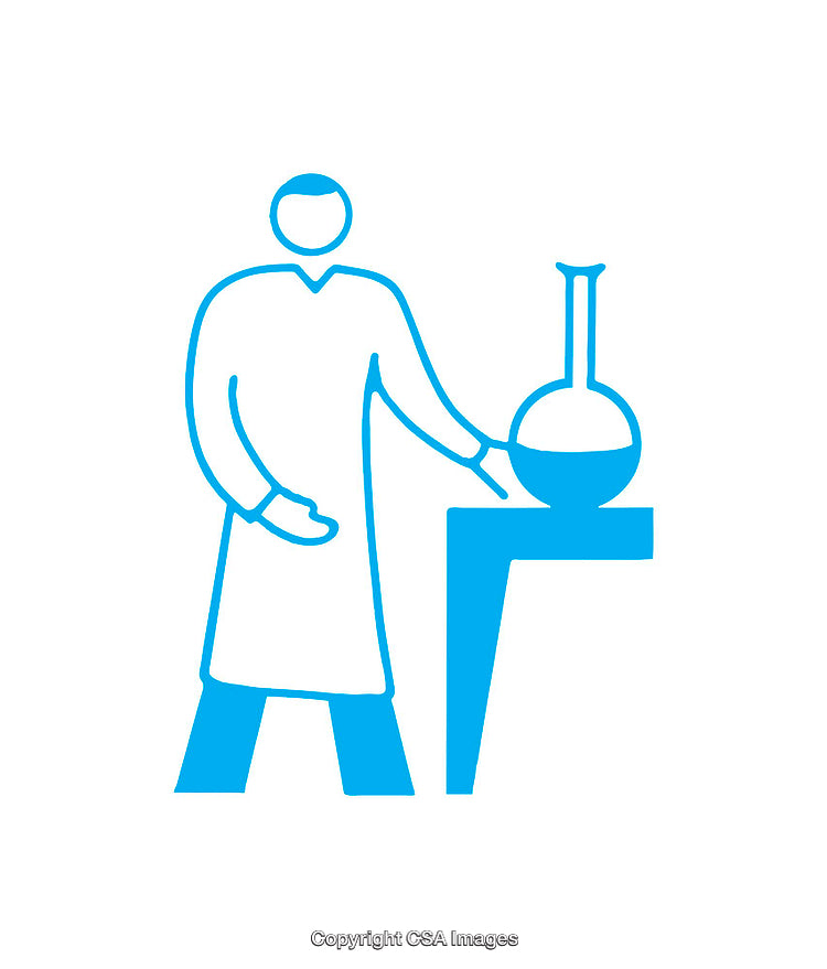 Simplified Icon of a Scientist Working With Laboratory Equipment