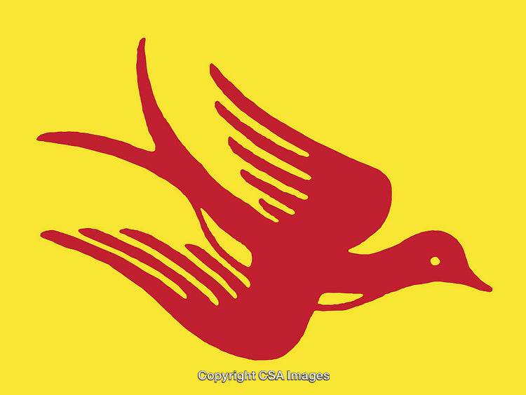 Red Bird Silhouette on a Bold Yellow Background Illustration