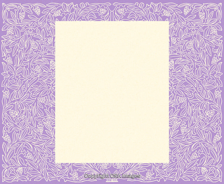 Lavender and Cream Floral Border Design With Blank Center