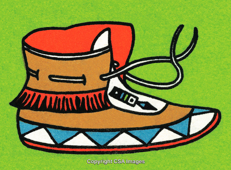 Colorful Illustration of a Shoe with Artistic Patterns on Green Background