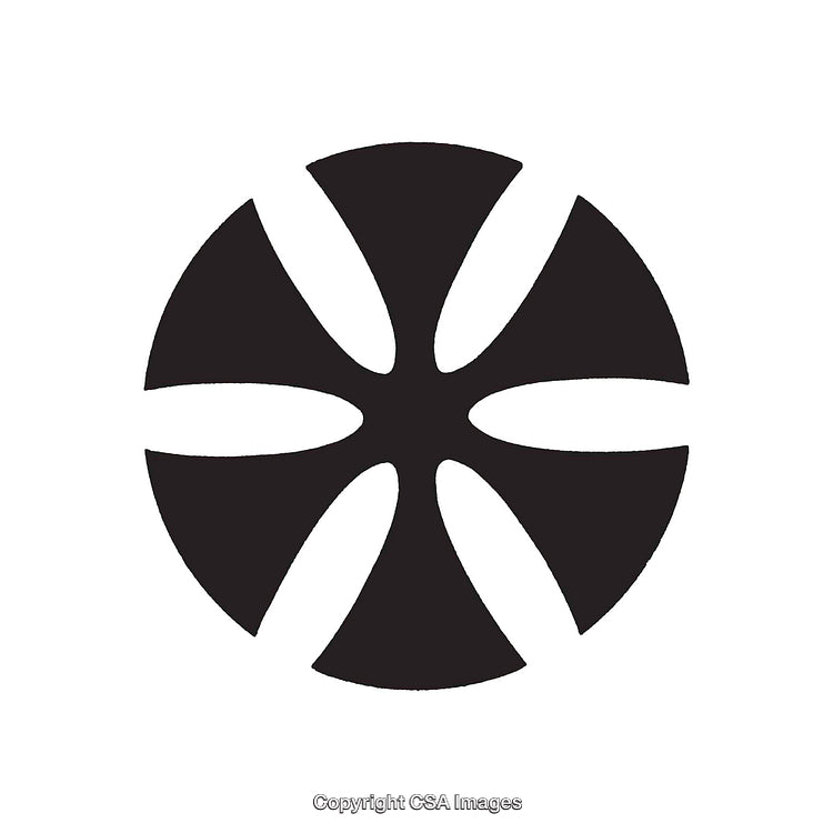 Abstract Black and White Circular Design with Four Symmetrical Patterns
