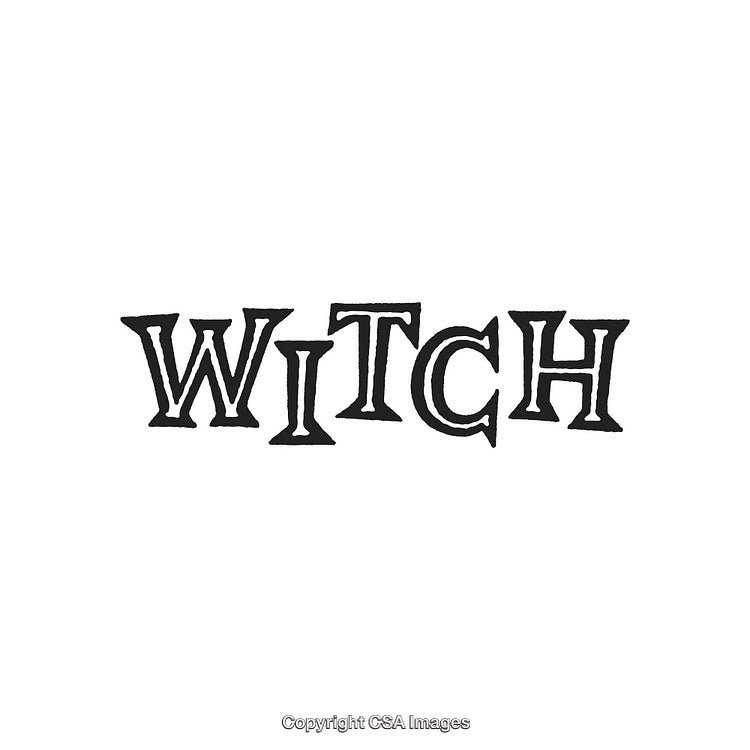 Decorative Witch Text Art Styled with Gothic Typography on White Background