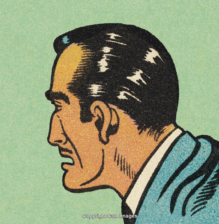 Classic Comic-Style Illustration of a Man in Profile With Retro Theme