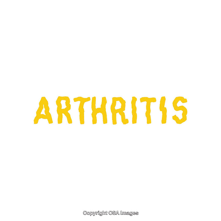 Yellow Text Depicting 'Arthritis' in a Unique Artistic Style on White Background