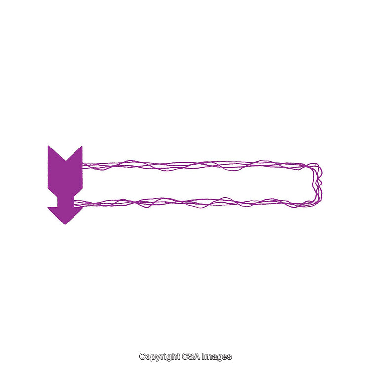 Purple Abstract Arrow Design With Twisting Lines on a White Background