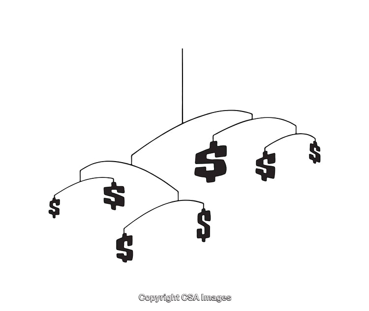 Minimalistic Icon of Dollar Signs Suspended in Balance Design
