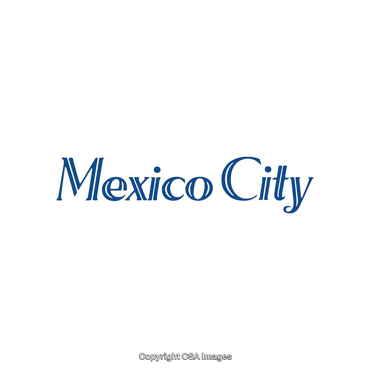 Elegant Typography Depicting Mexico City in Bold Blue Letters on White Background