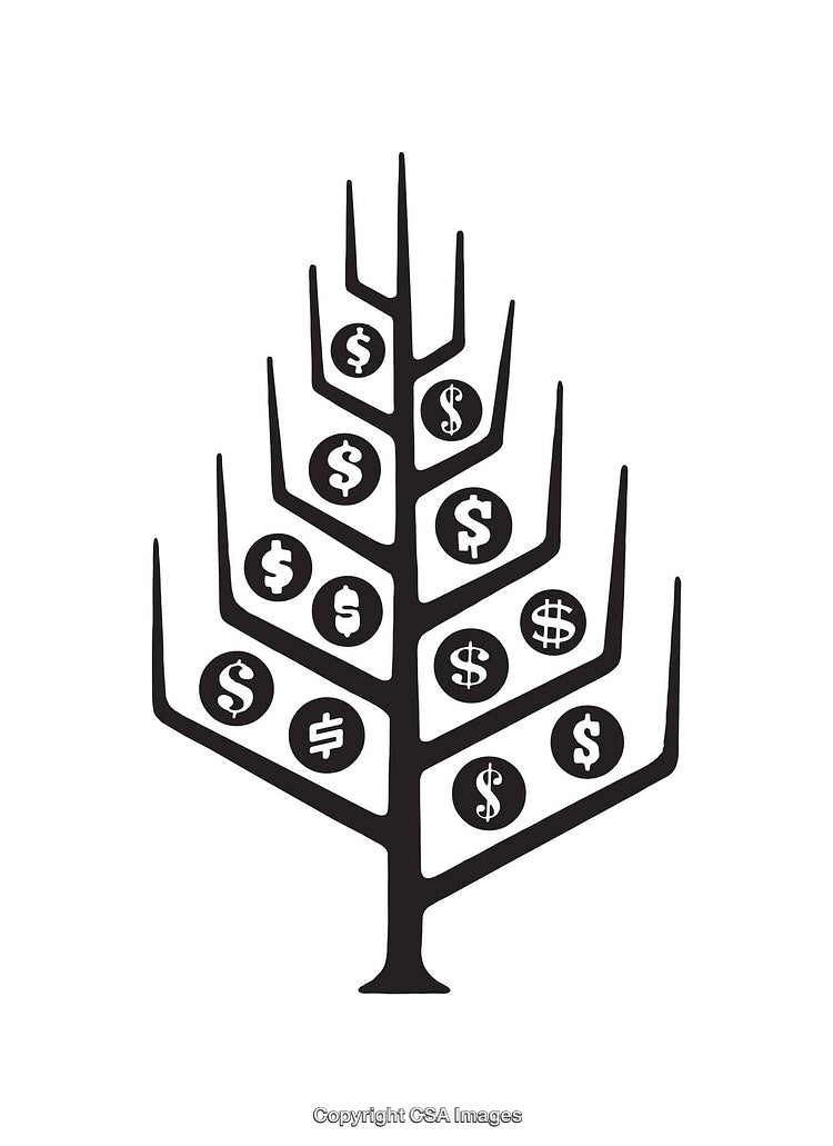 Black And White Illustration of a Symbolic Money Tree Design