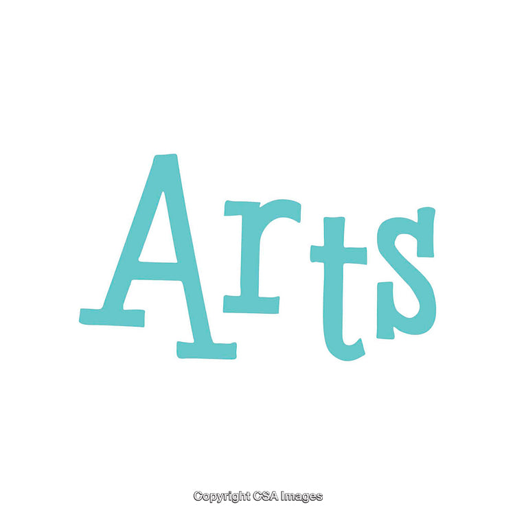 Blue Typography Illustration Featuring the Word 'Arts' on a White Background