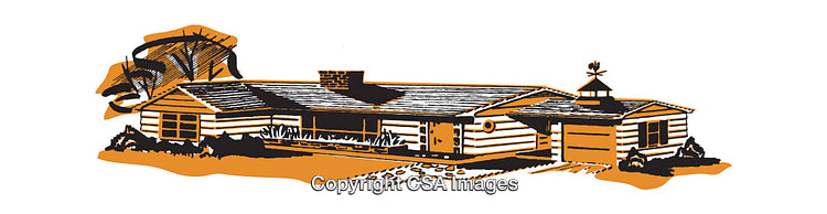 Vintage-Style Illustration of a House with Retro Design Elements