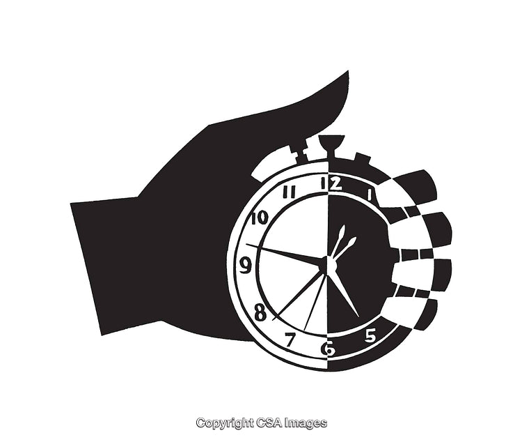 Silhouette of Hand Holding Stopwatch Symbolizing Time Management and Productivity