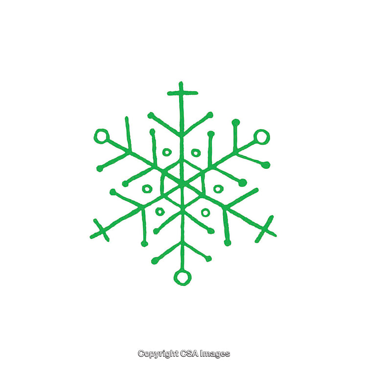 Symmetrical Green Snowflake Design on a White Background