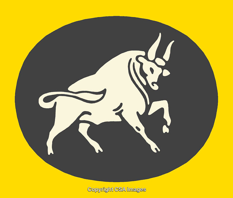 Bold Line Art Depiction of a Bull on Vibrant Background