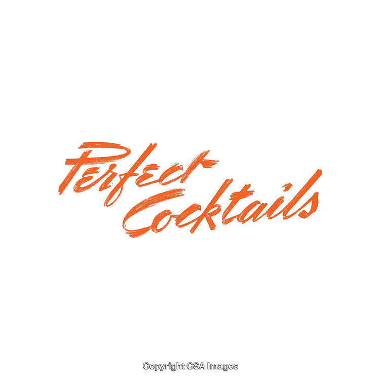 Orange Handwritten Script Reading "Perfect Cocktails" on White Background