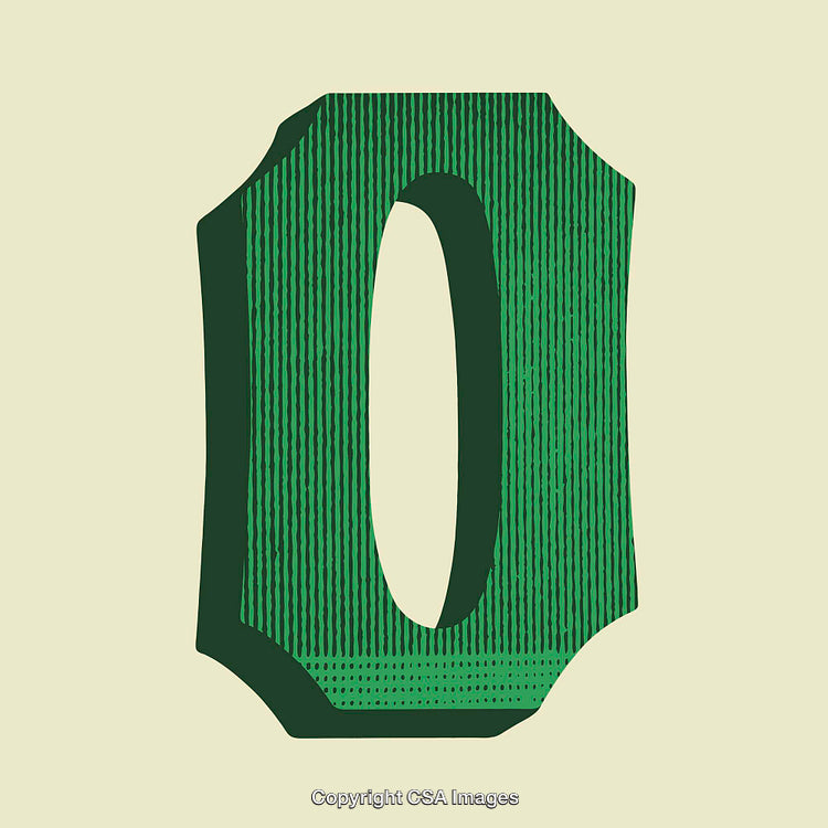 Green Textured Letter O in a Vintage Style Design
